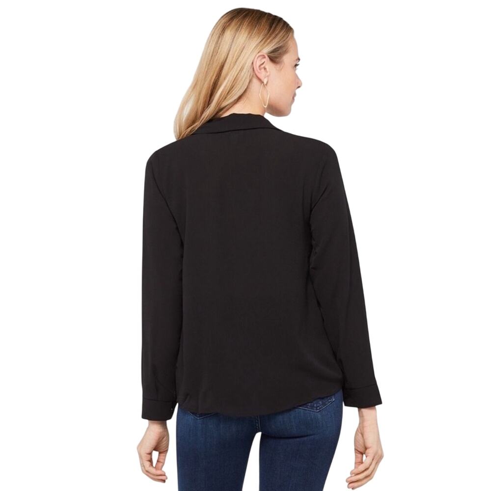 Evereve Peyton Jensen Harlow Lightweight Black Collared Surplice Blouse Size XL - Picture 6 of 10